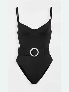 WeWoreWhat Black One-Piece Swimsuit with Statement Buckle xs